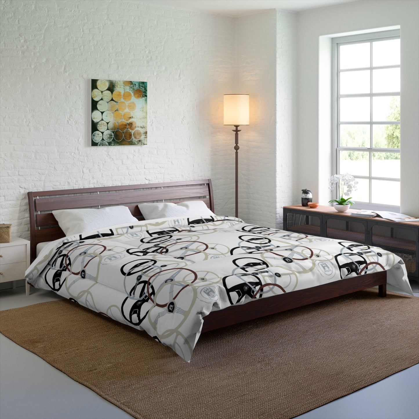 Steering Wheel Comforter —  Retro Motif for Car Enthusiasts & Boys' Bedrooms