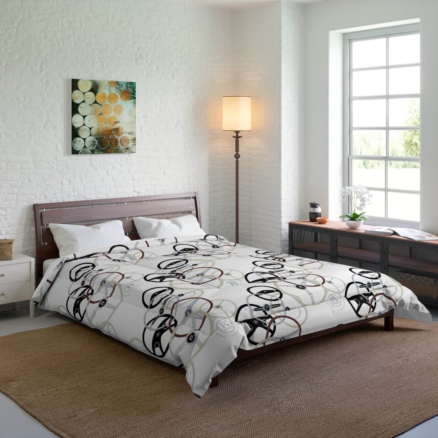 Steering Wheel Comforter —  Retro Motif for Car Enthusiasts & Boys' Bedrooms