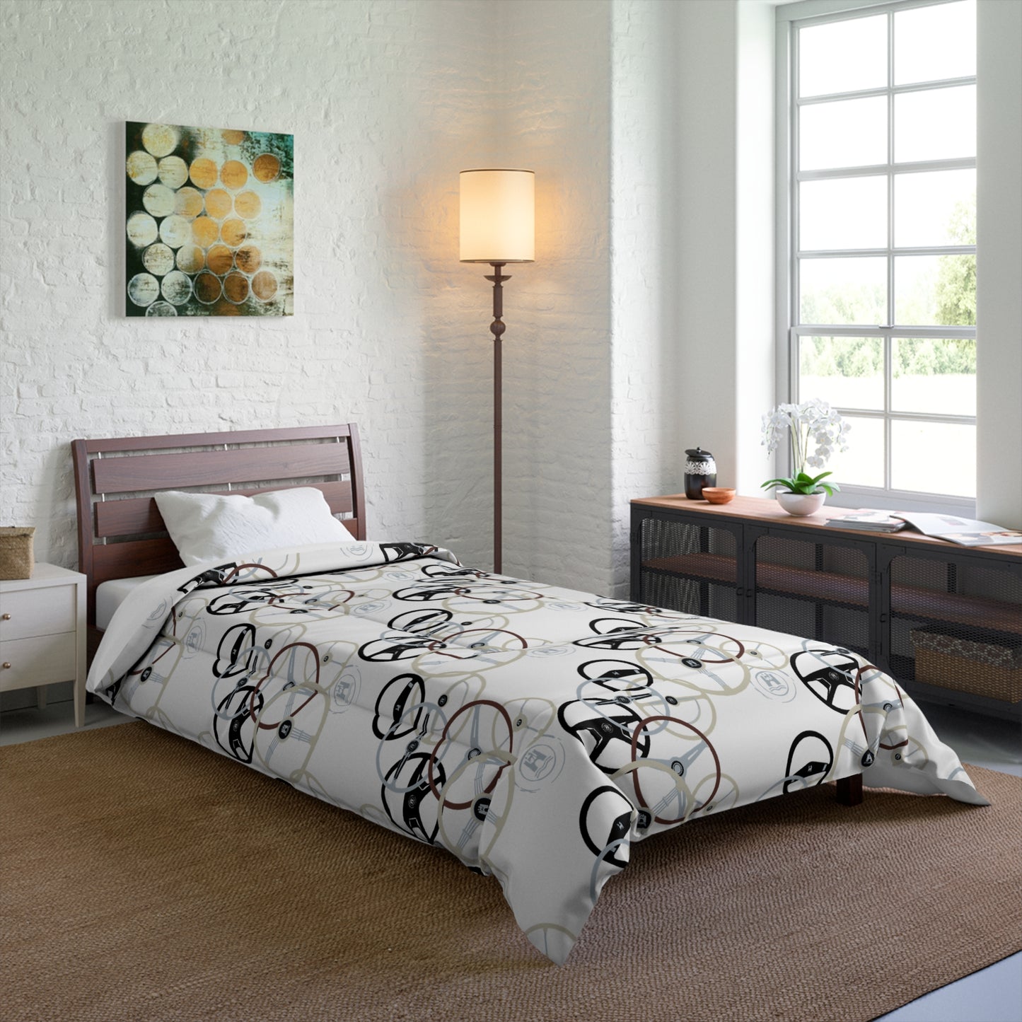 Steering Wheel Comforter —  Retro Motif for Car Enthusiasts & Boys' Bedrooms